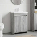 vidaXL Szafka pod zlewem w łazience Szary Sonoma 56 x 37,5 x 81 cm
