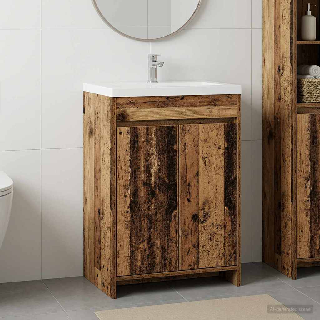 vidaXL Szafka pod zlewem w łazience Stare drewno 56 x 37,5 x 81 cm