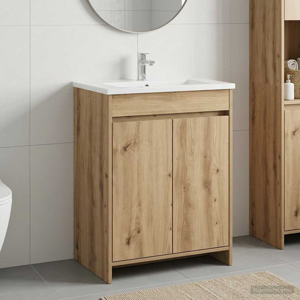 vidaXL Szafka pod zlewem w łazience Dąb artisan 56 x 37,5 x 81 cm