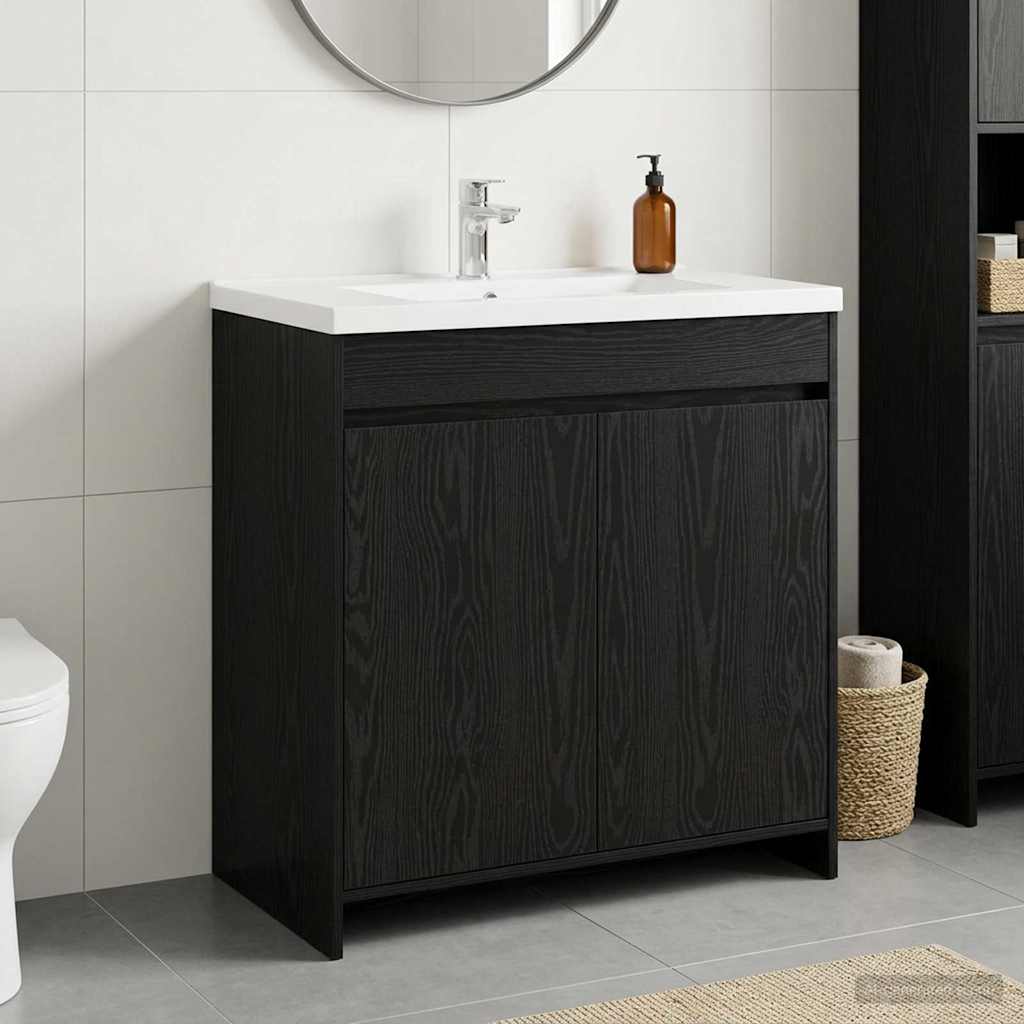 vidaXL Szafka pod zlewem w łazience Czarny dąb 78,5 x 37,5 x 81 cm