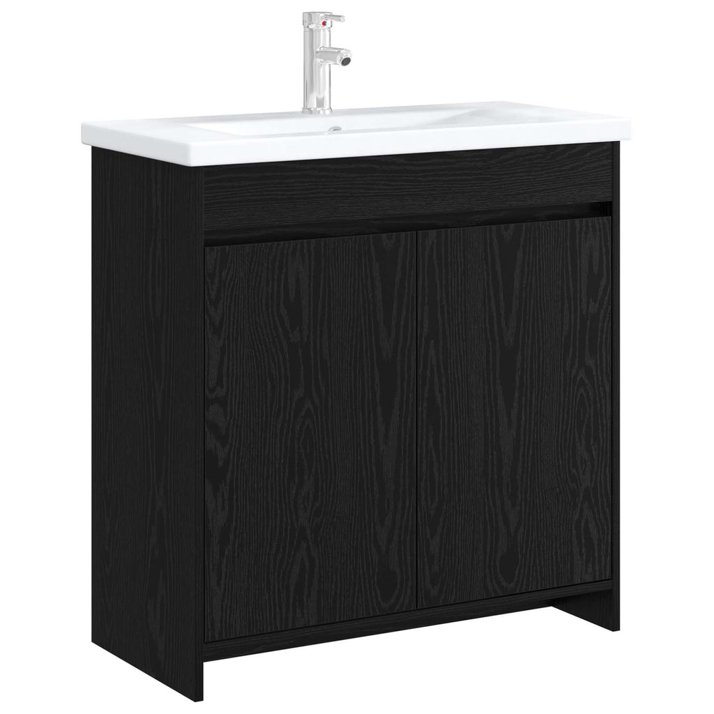 vidaXL Szafka pod zlewem w łazience Czarny dąb 78,5 x 37,5 x 81 cm