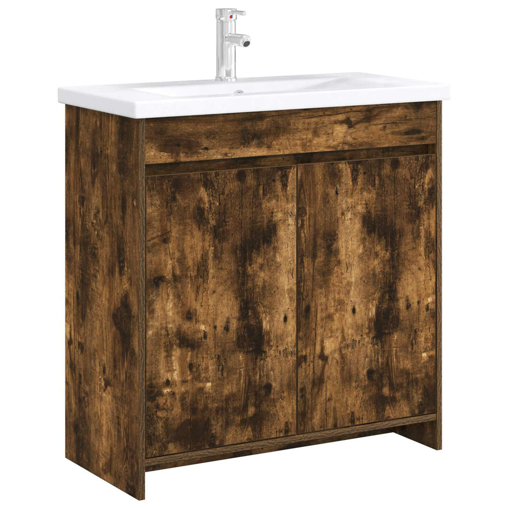 vidaXL Szafka pod zlewem w łazience Dąb wędzony 78,5 x 37,5 x 81 cm