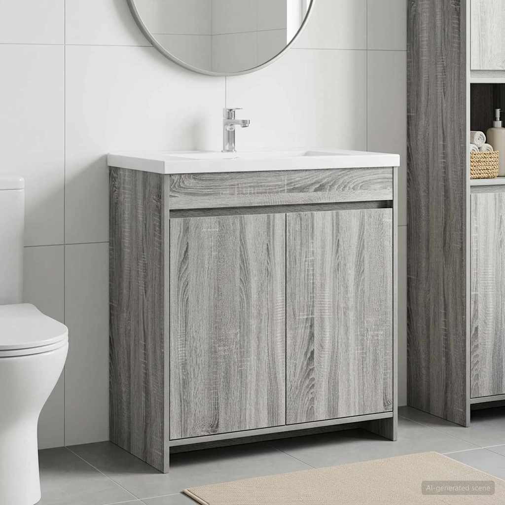 vidaXL Szafka pod zlewem w łazience Szary Sonoma 78,5 x 37,5 x 81 cm