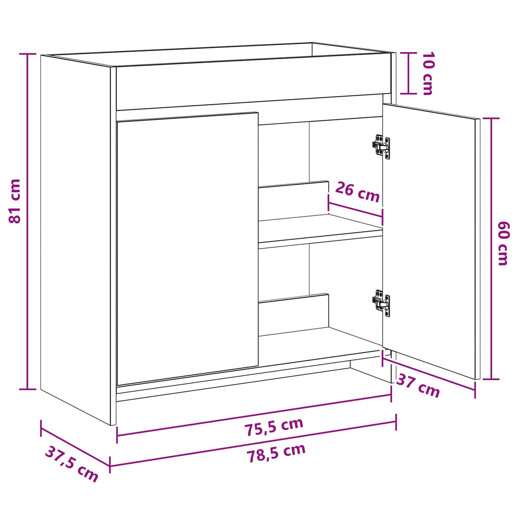 vidaXL Szafka pod zlewem w łazience Dąb artisan 78,5 x 37,5 x 81 cm