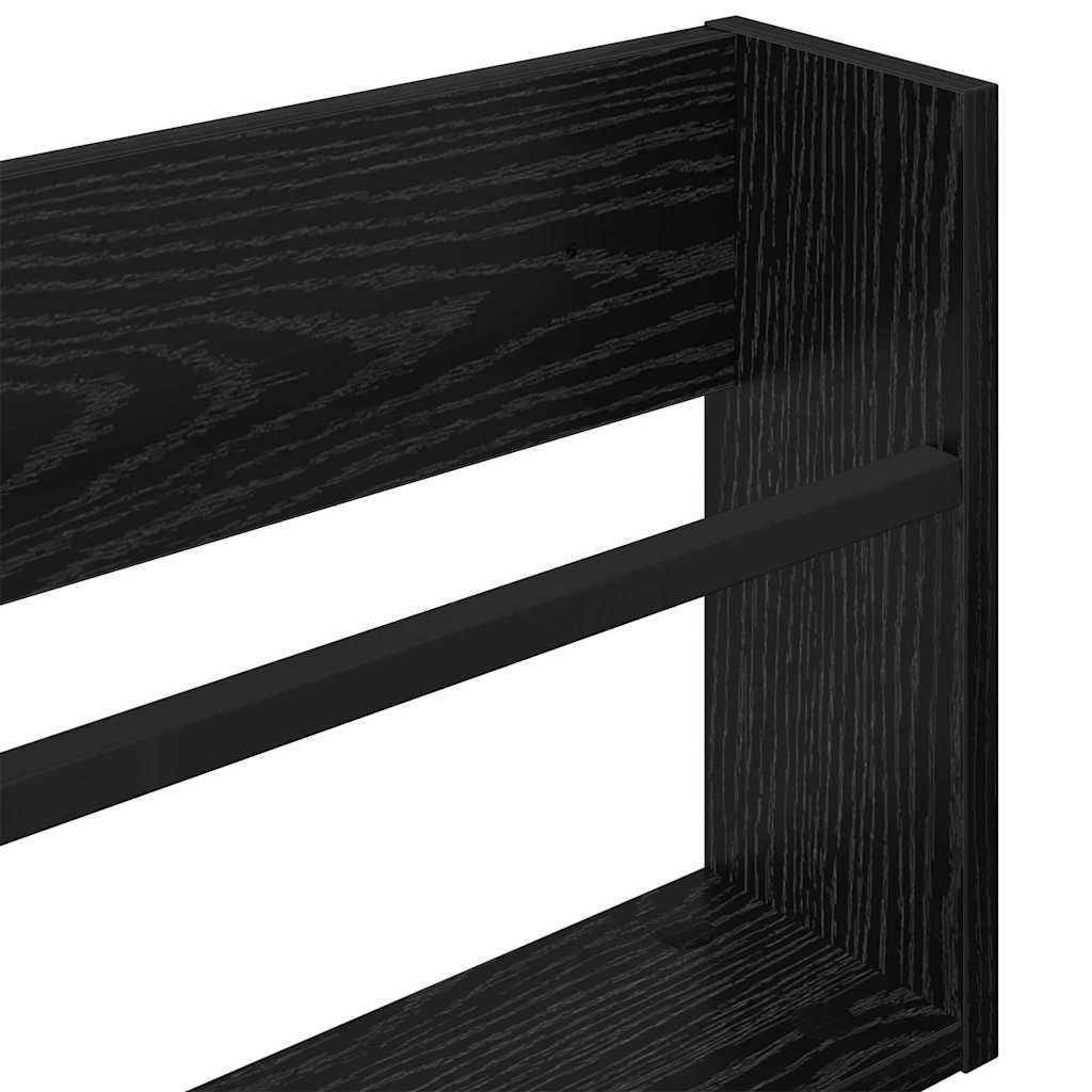 vidaXL Regał na gazety z półką Czarny Dąb 60 x 12 x 30 cm