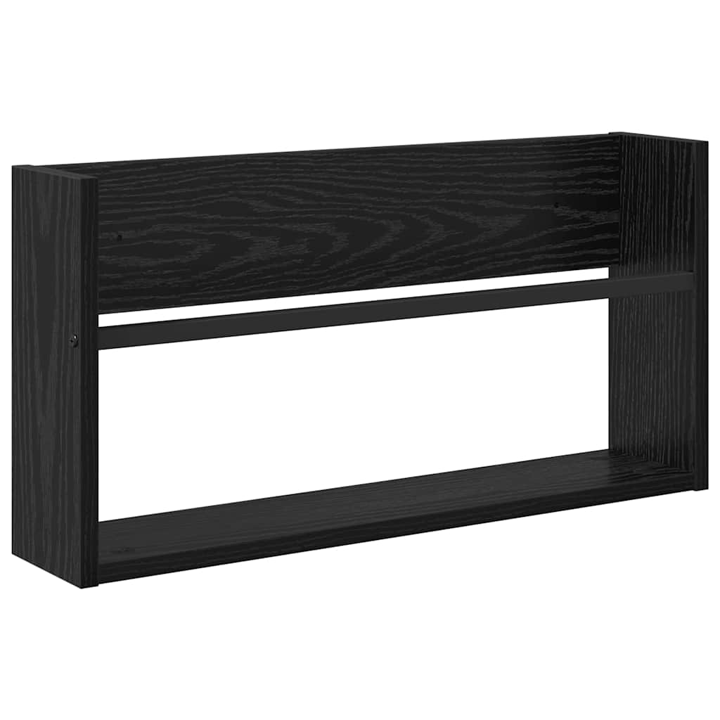 vidaXL Regał na gazety z półką Czarny Dąb 60 x 12 x 30 cm