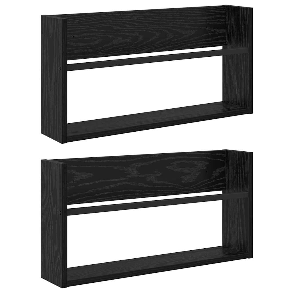 vidaXL Regał na gazety z półką 2 pcs Czarny Dąb 60 x 12 x 30 cm