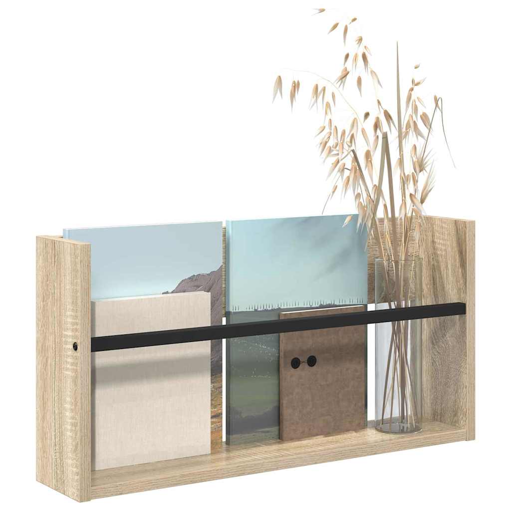vidaXL Regał na gazety z półką Dąb Sonoma 60 x 12 x 30 cm