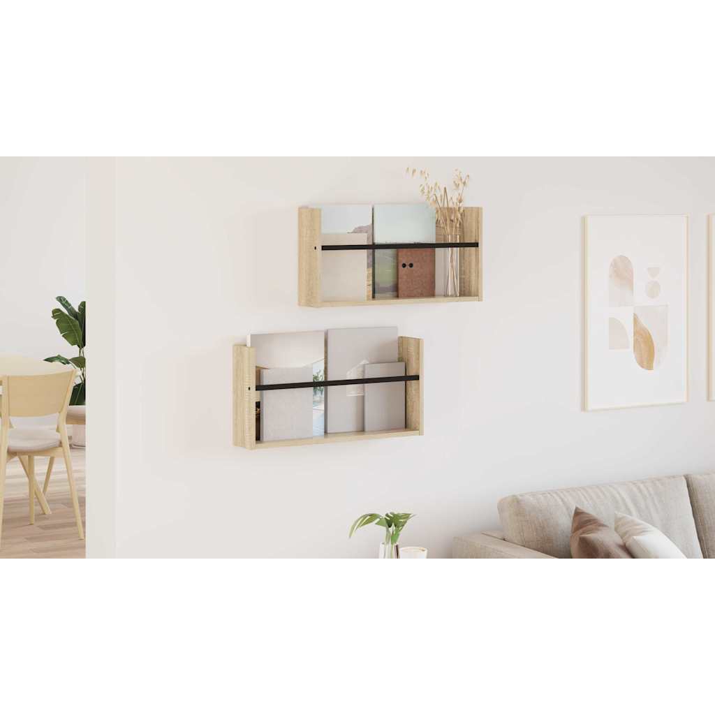 vidaXL Regał na gazety z półką 2 szt. Dąb Sonoma 60 x 12 x 30 cm