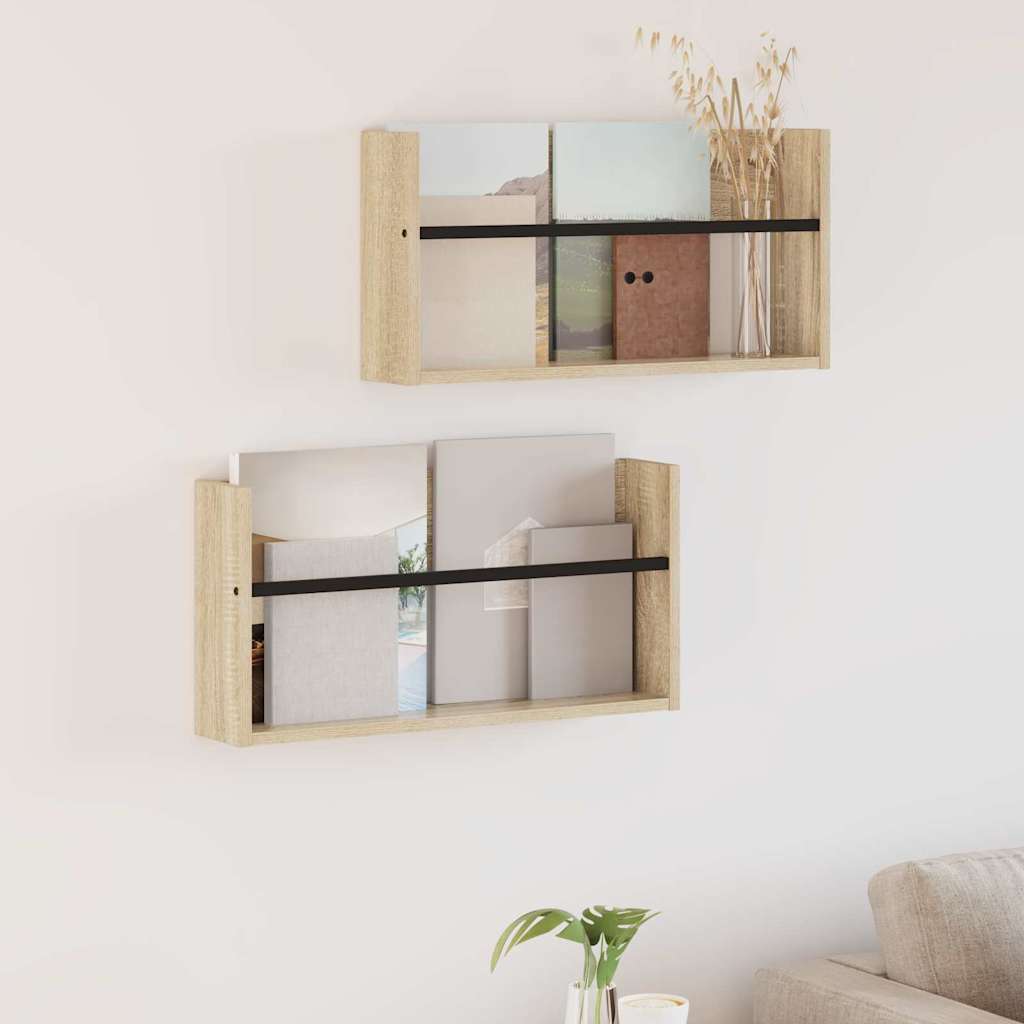 vidaXL Regał na gazety z półką 2 pcs Dąb Sonoma 60 x 12 x 30 cm