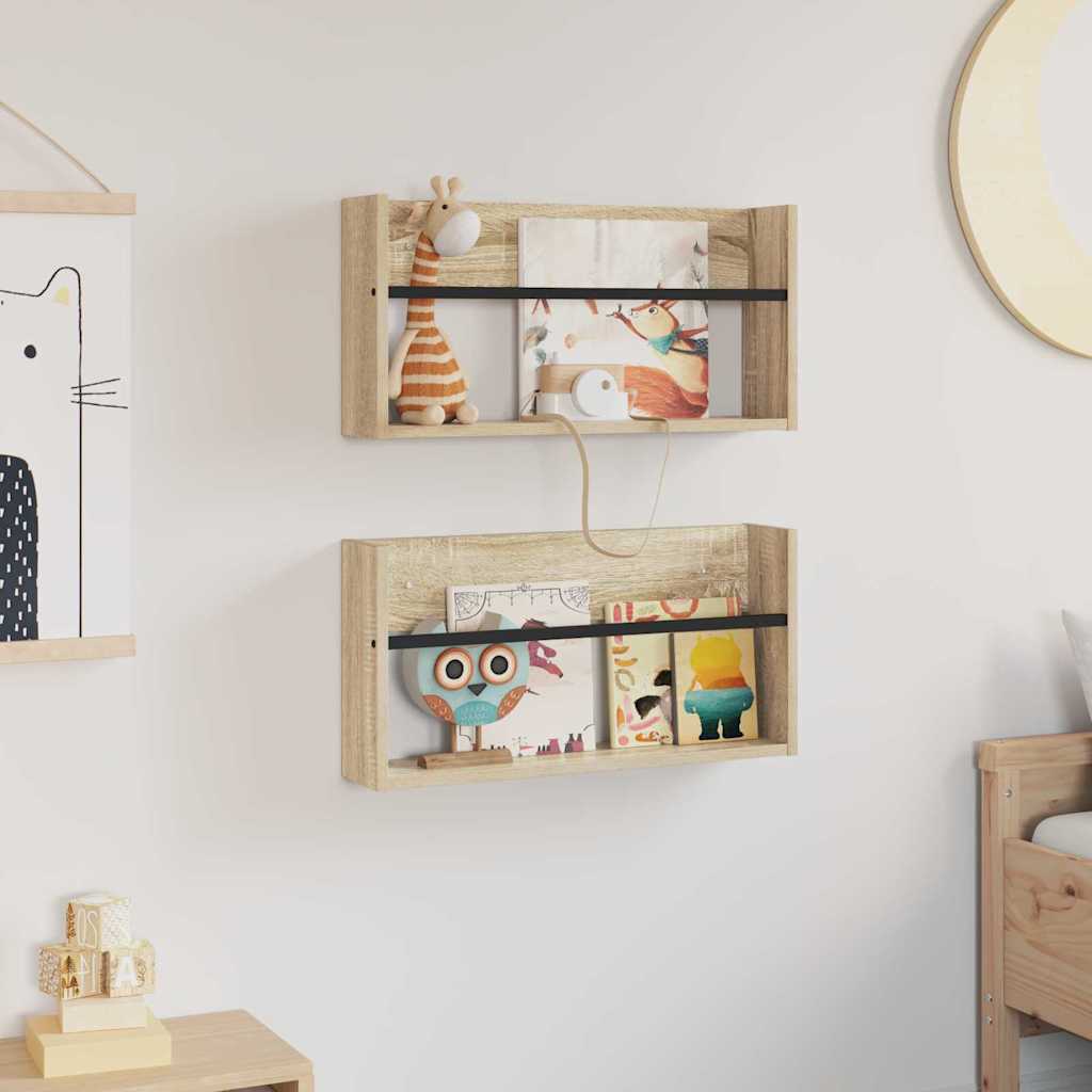 vidaXL Regał na gazety z półką 2 pcs Dąb Sonoma 60 x 12 x 30 cm