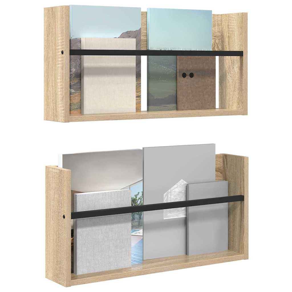 vidaXL Regał na gazety z półką 2 szt. Dąb Sonoma 60 x 12 x 30 cm
