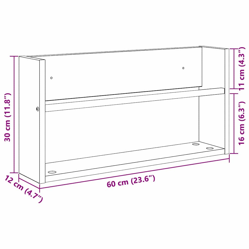 vidaXL Regał na gazety z półką 2 pcs Dąb Sonoma 60 x 12 x 30 cm