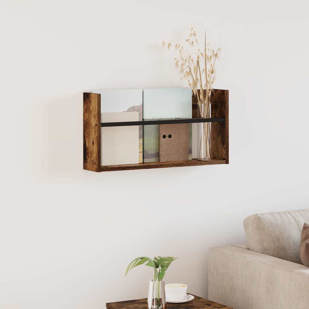 vidaXL Regał na gazety z półką Dąb wędzony 60 x 12 x 30 cm