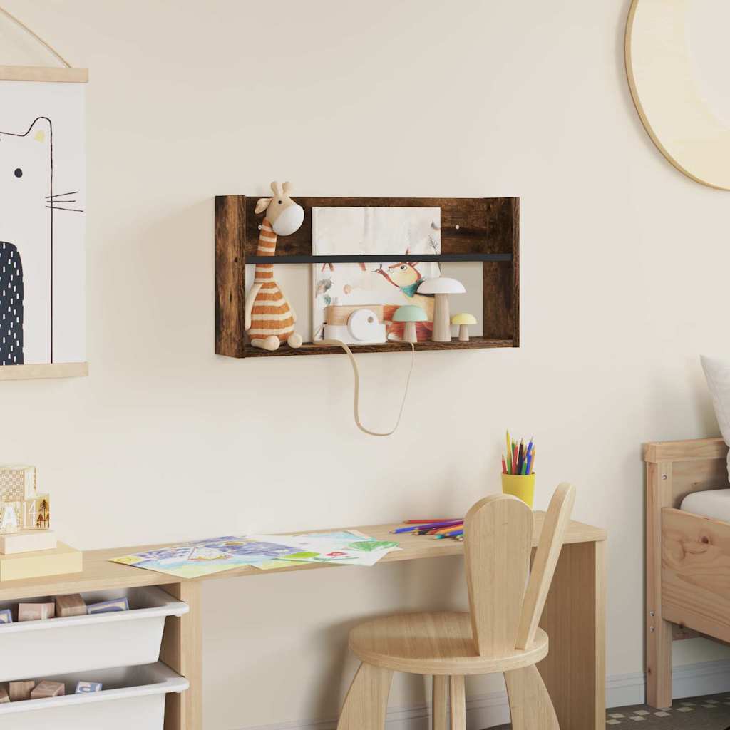 vidaXL Regał na gazety z półką Dąb wędzony 60 x 12 x 30 cm