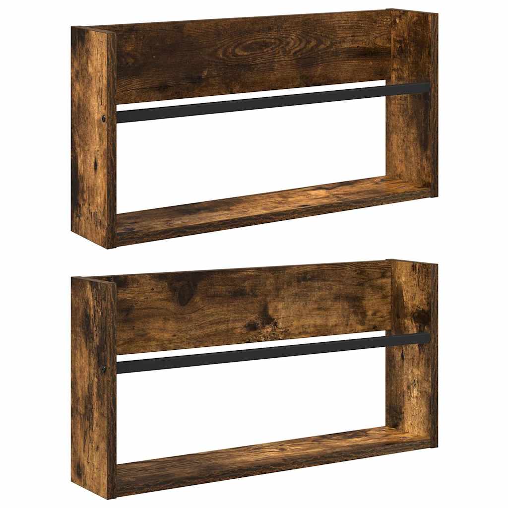 vidaXL Regał na gazety z półką 2 pcs Dąb wędzony 60 x 12 x 30 cm