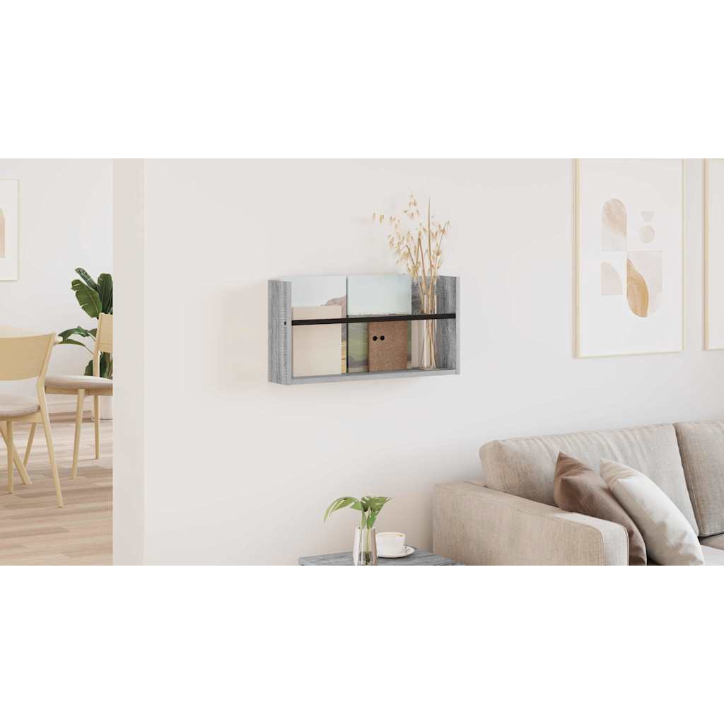 vidaXL Regał na gazety z półką Szary Sonoma 60 x 12 x 30 cm
