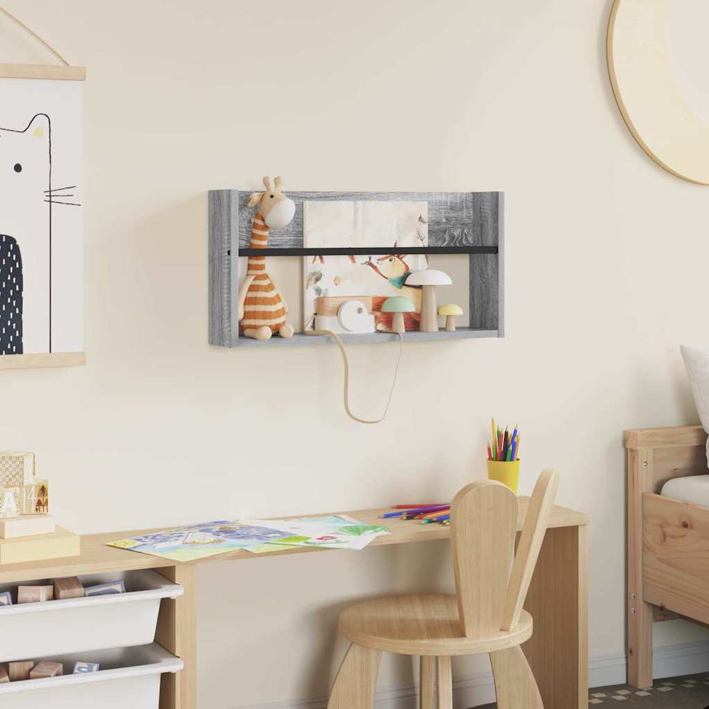 vidaXL Regał na gazety z półką Szary Sonoma 60 x 12 x 30 cm