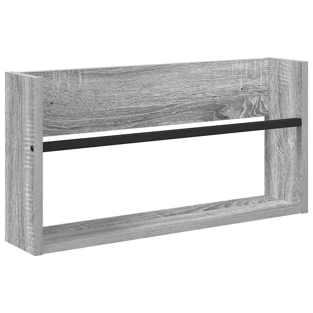 vidaXL Regał na gazety z półką Szary Sonoma 60 x 12 x 30 cm