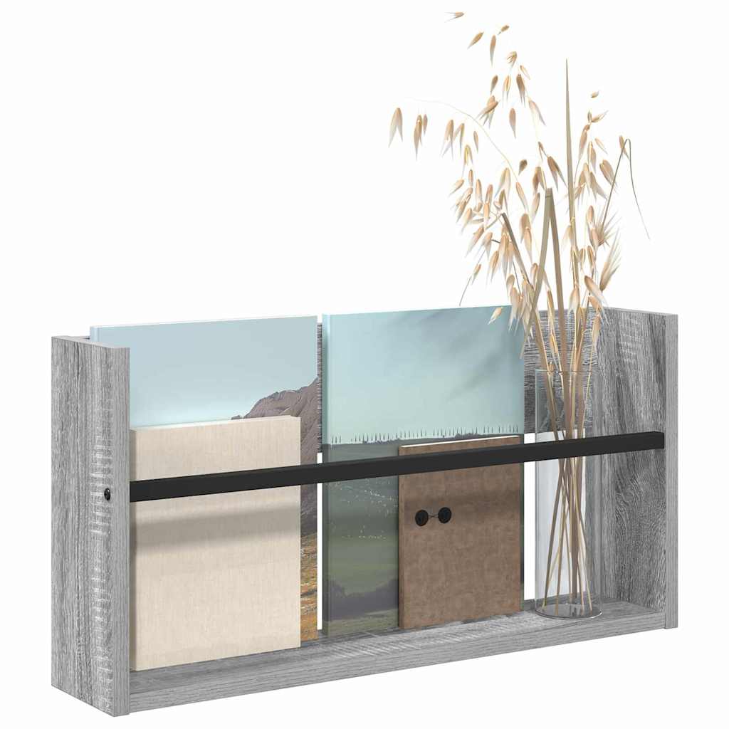 vidaXL Regał na gazety z półką Szary Sonoma 60 x 12 x 30 cm