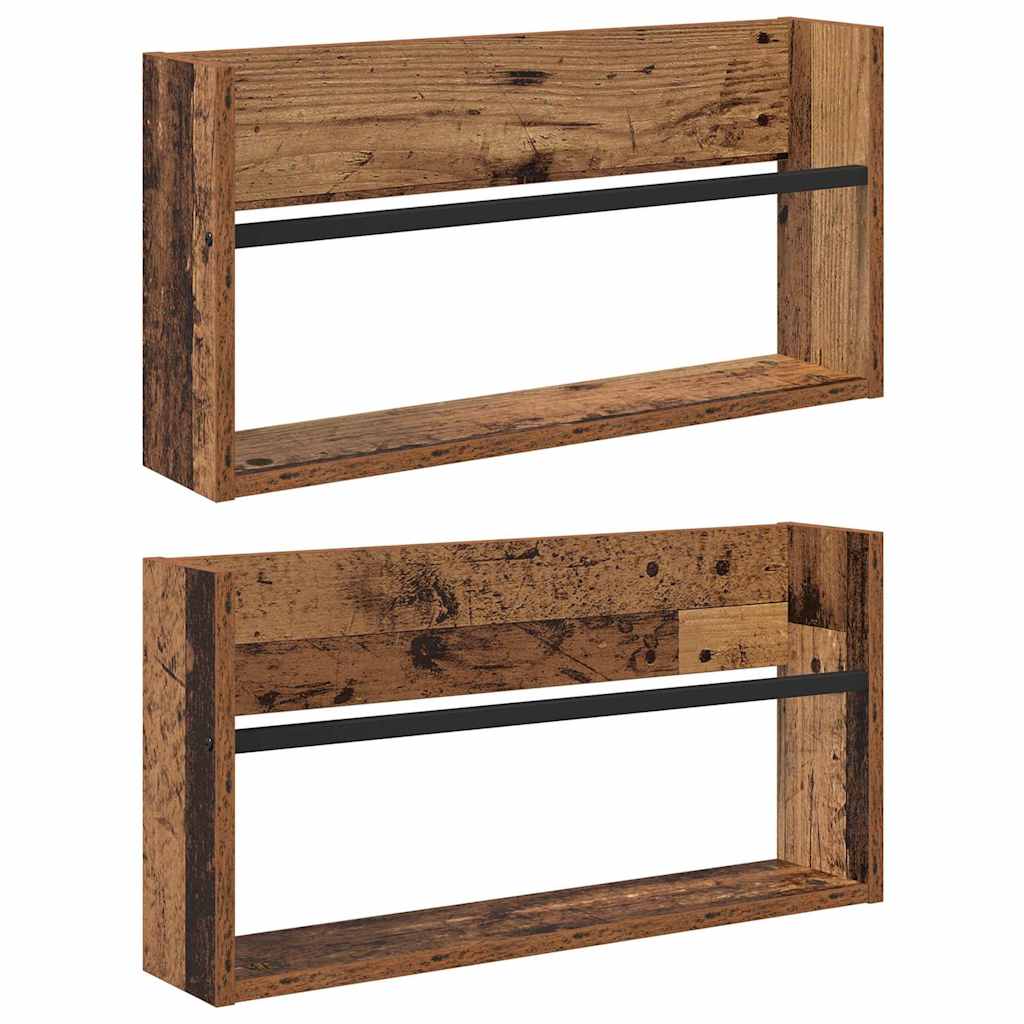 vidaXL Regał na gazety z półką 2 pcs Stare drewno 60 x 12 x 30 cm