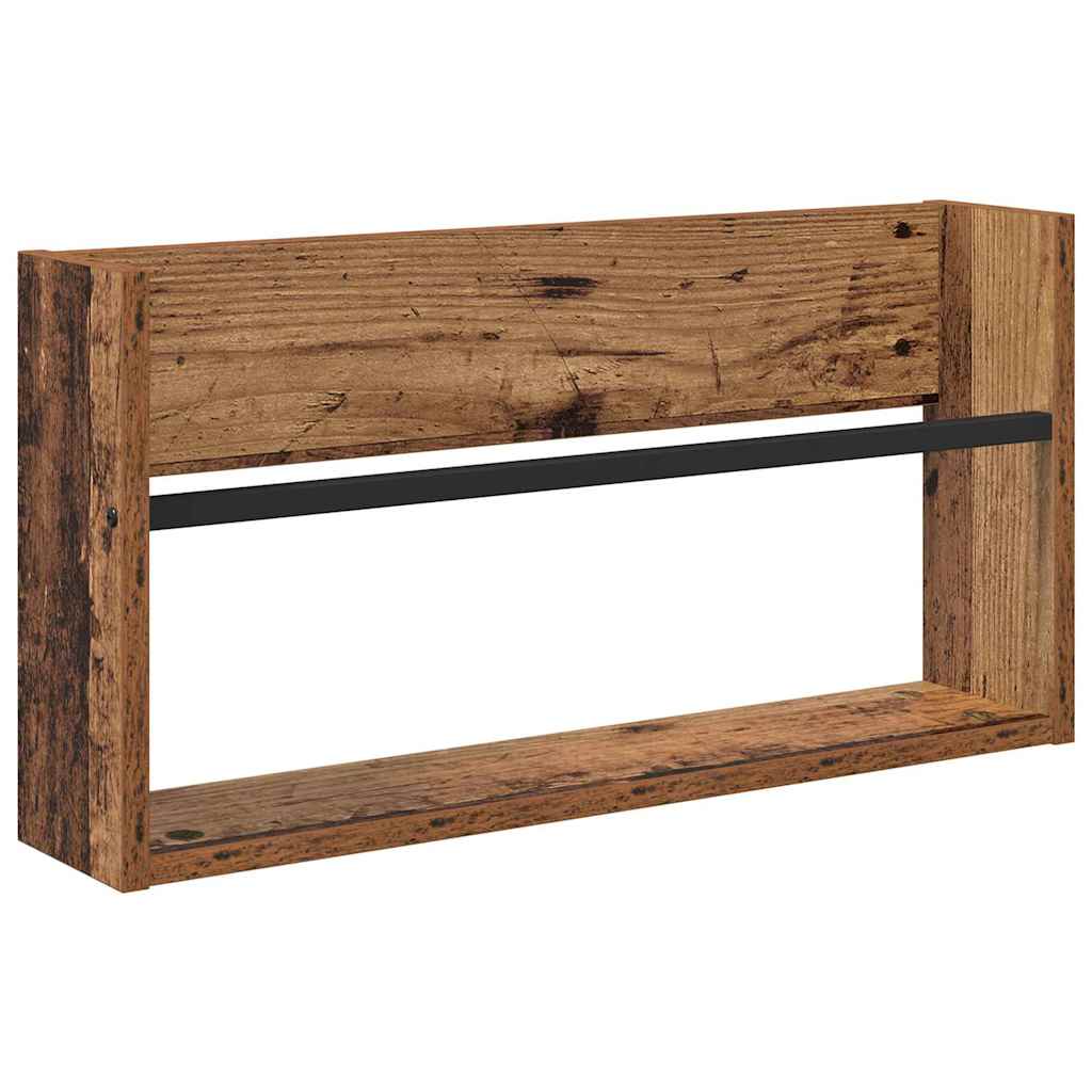 vidaXL Regał na gazety z półką 2 pcs Stare drewno 60 x 12 x 30 cm