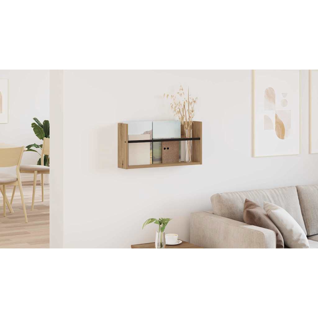 vidaXL Regał na gazety z półką Dąb rzemieślniczy 60 x 12 x 30 cm