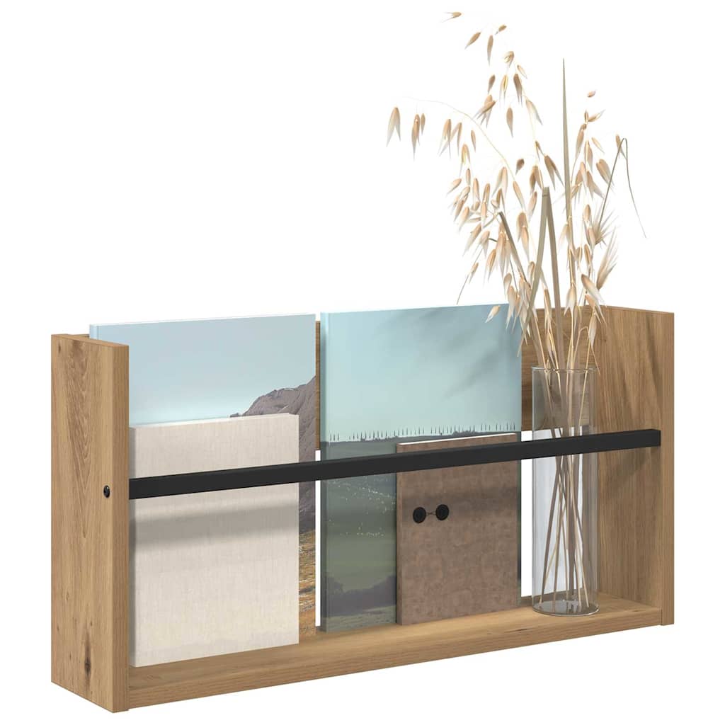 vidaXL Regał na gazety z półką Dąb rzemieślniczy 60 x 12 x 30 cm