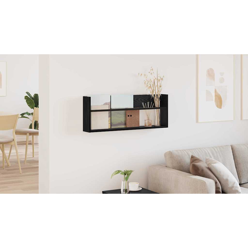 vidaXL Regał na gazety Czarny Dąb 80 x 12 x 30 cm Drewno inżynieryjne