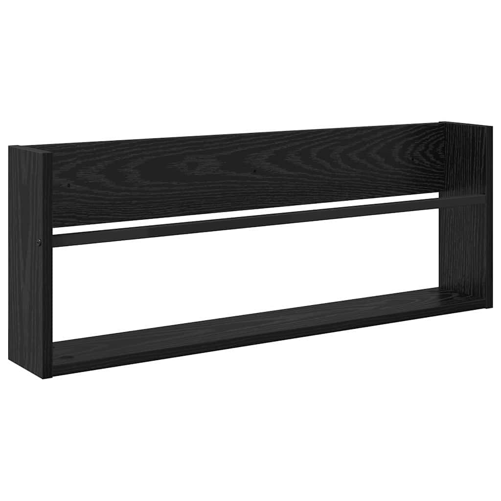vidaXL Regał na gazety z półką Czarny Dąb 80 x 12 x 30 cm