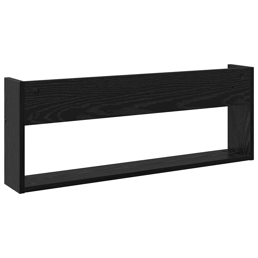 vidaXL Regał na gazety z półką Czarny Dąb 80 x 12 x 30 cm
