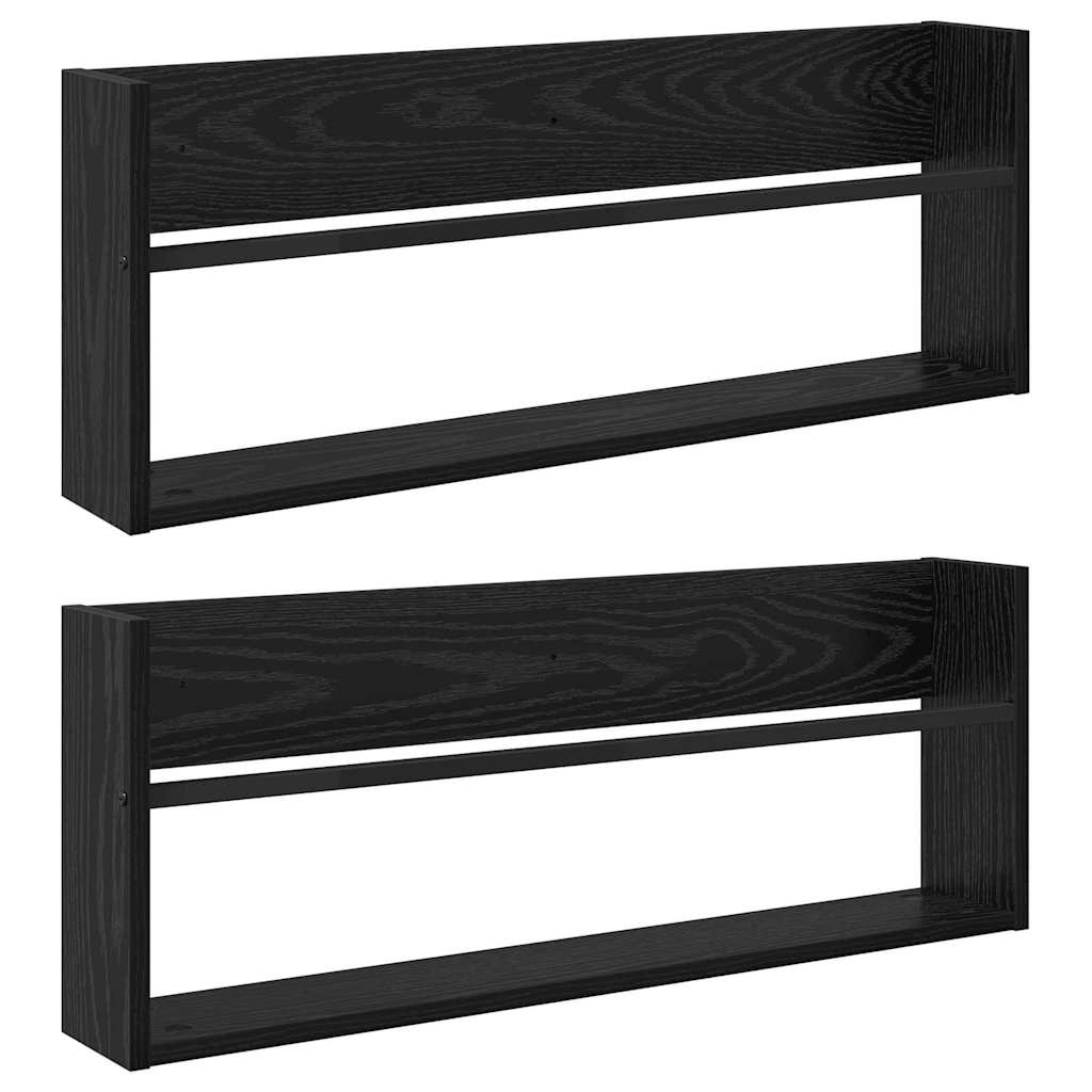 vidaXL Regał na gazety z półką 2 pcs Czarny Dąb 80 x 12 x 30 cm