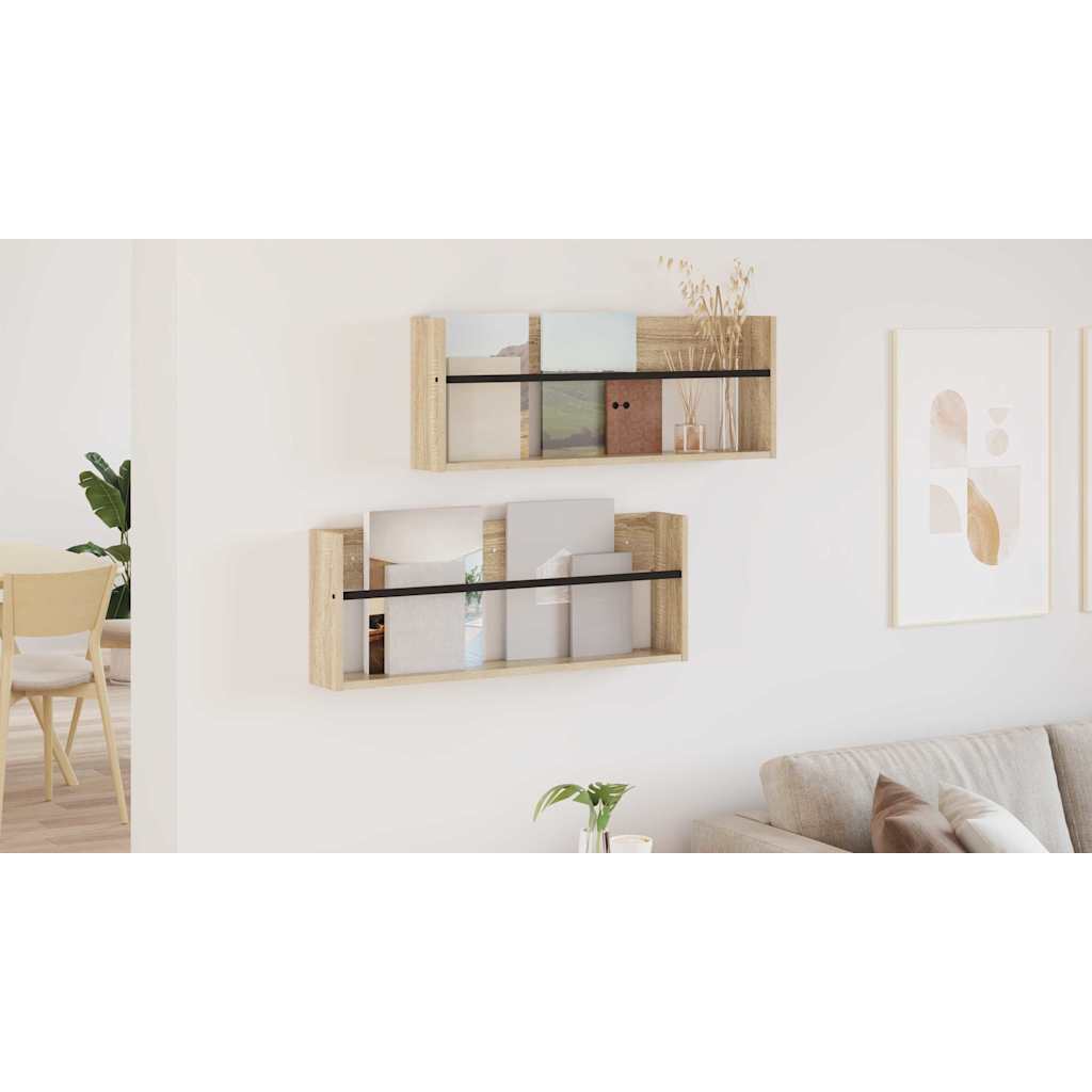 vidaXL Regał na gazety z półką 2 szt. Dąb Sonoma 80 x 12 x 30 cm