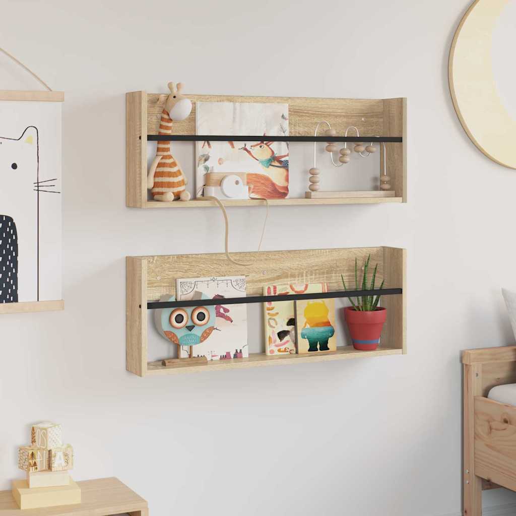 vidaXL Regał na gazety z półką 2 pcs Dąb Sonoma 80 x 12 x 30 cm