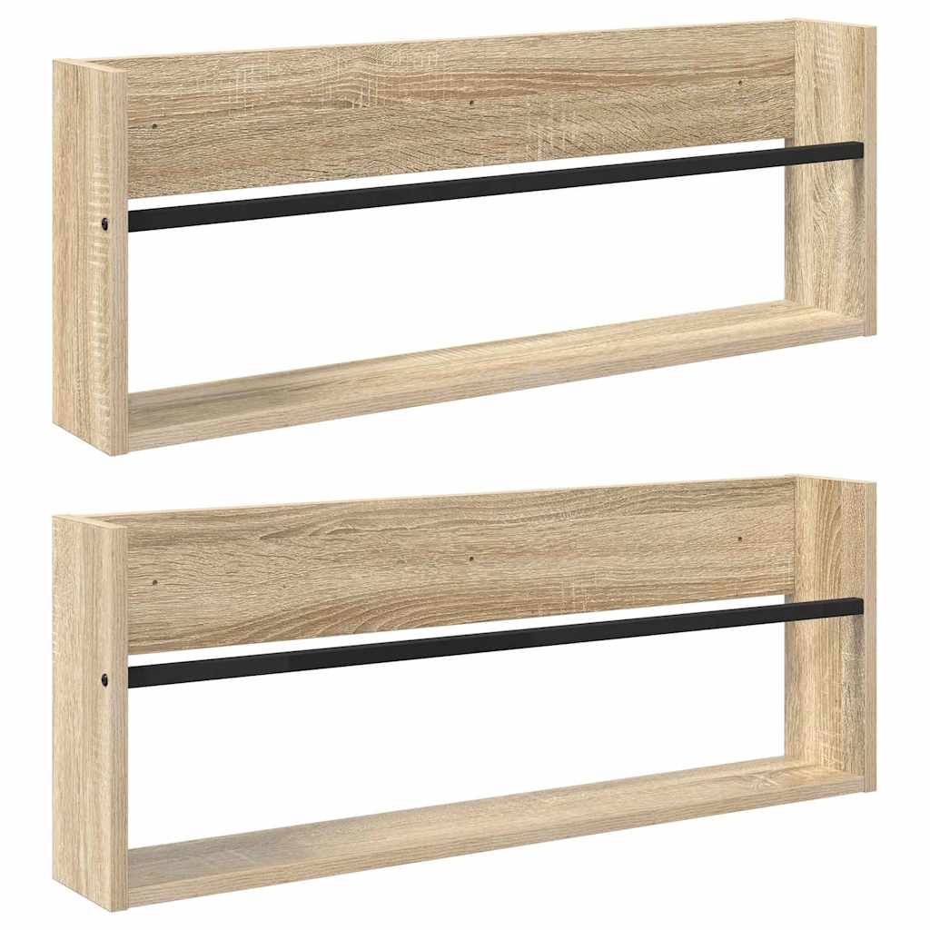 vidaXL Regał na gazety z półką 2 pcs Dąb Sonoma 80 x 12 x 30 cm