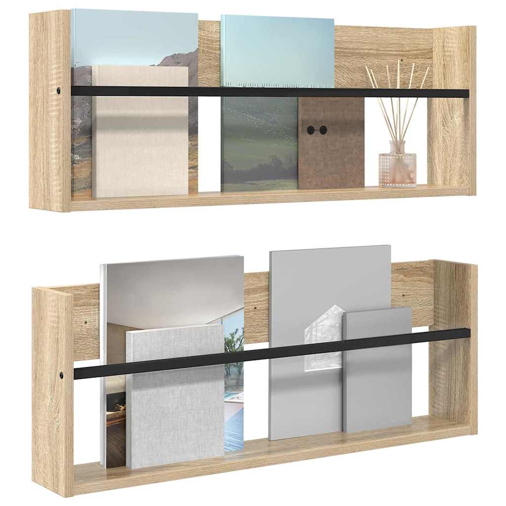 vidaXL Regał na gazety z półką 2 pcs Dąb Sonoma 80 x 12 x 30 cm