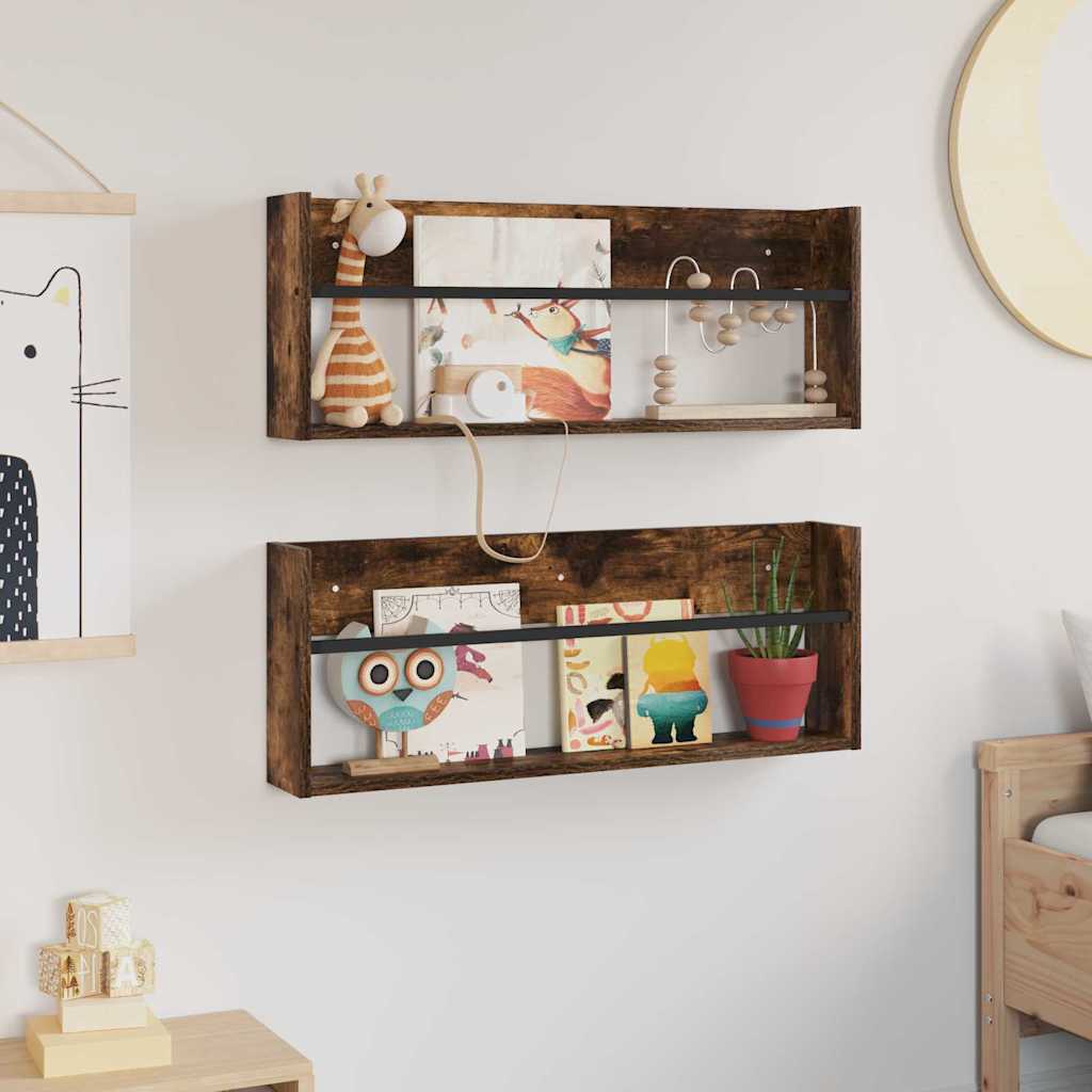 vidaXL Regał na gazety z półką 2 pcs Dąb wędzony 80 x 12 x 30 cm