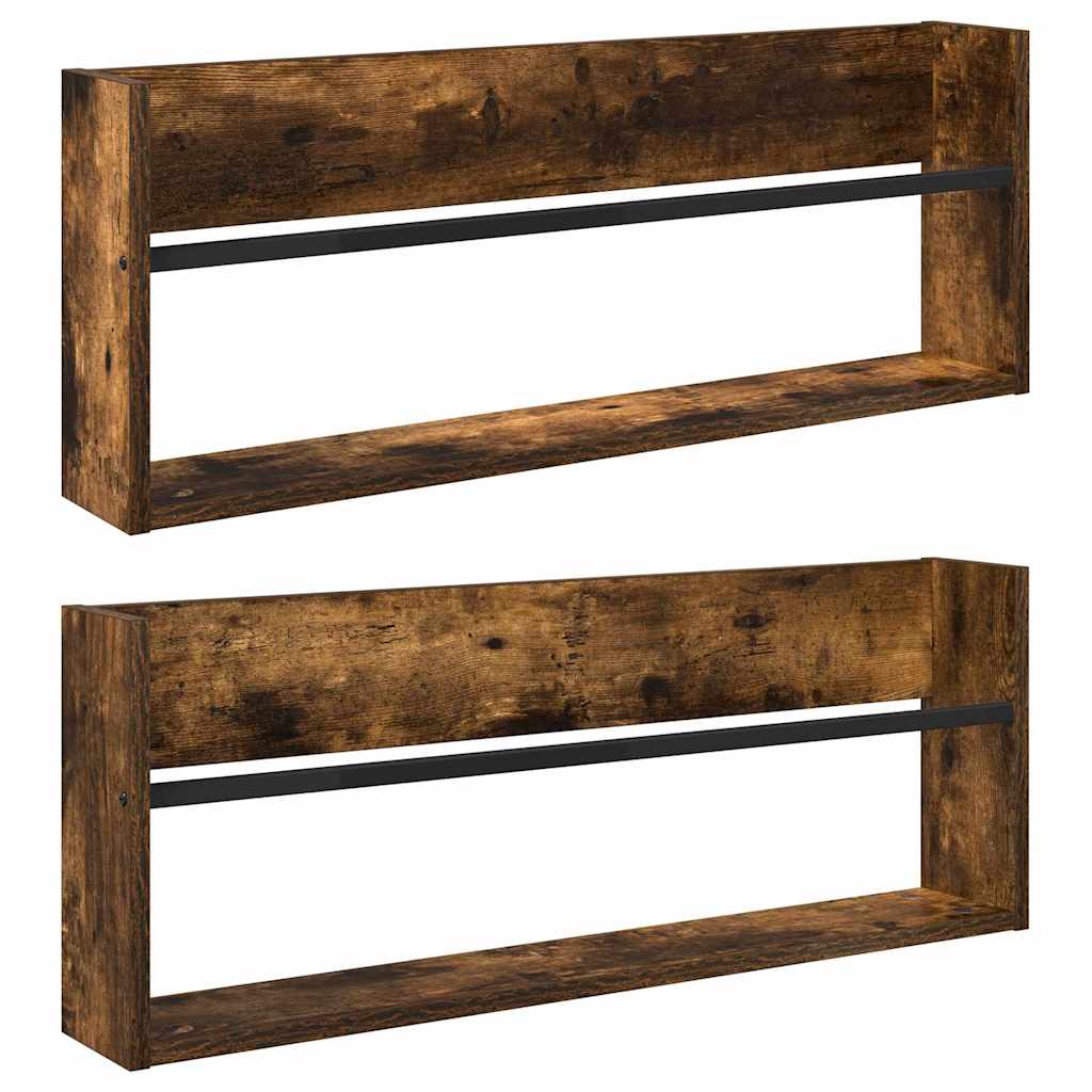 vidaXL Regał na gazety z półką 2 pcs Dąb wędzony 80 x 12 x 30 cm
