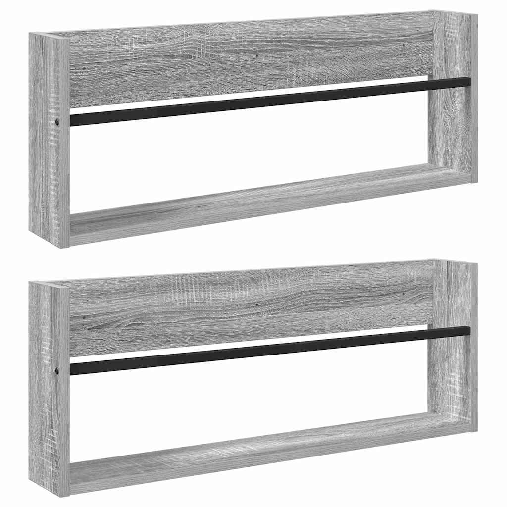 vidaXL Regał na gazety z półką 2 pcs Szary Sonoma 80 x 12 x 30 cm