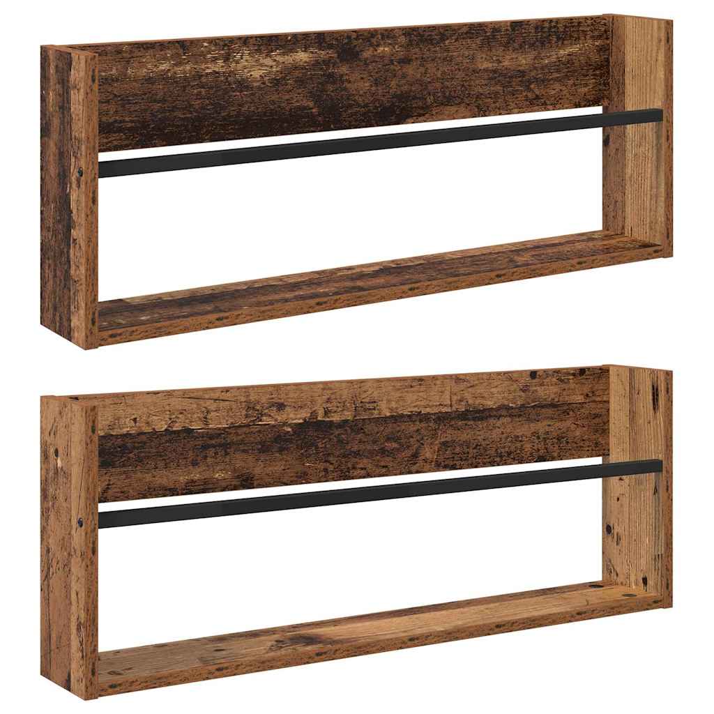 vidaXL Regał na gazety z półką 2 pcs Stare drewno 80 x 12 x 30 cm