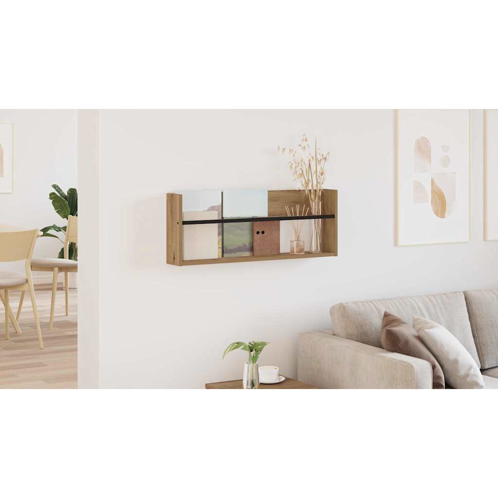 vidaXL Regał na gazety z półką Dąb rzemieślniczy 80 x 12 x 30 cm