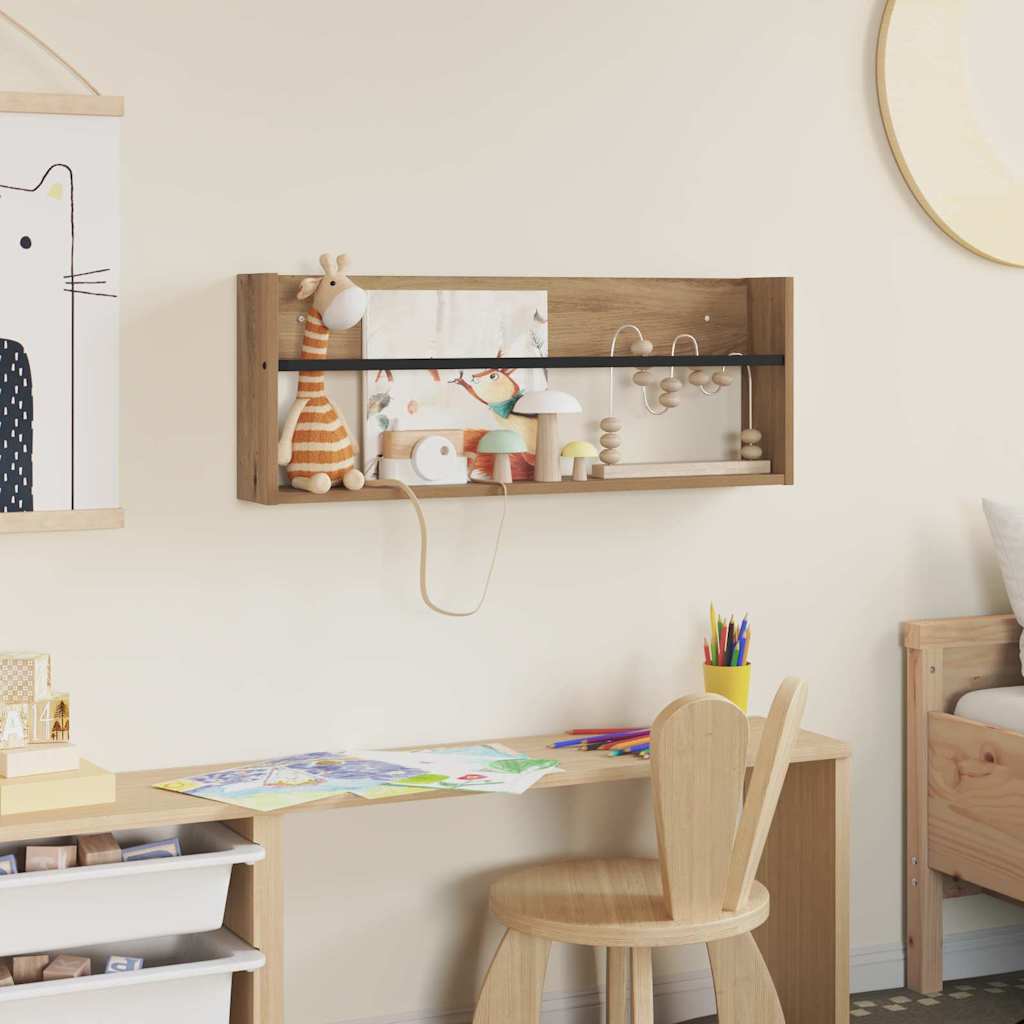 vidaXL Regał na gazety z półką Dąb rzemieślniczy 80 x 12 x 30 cm