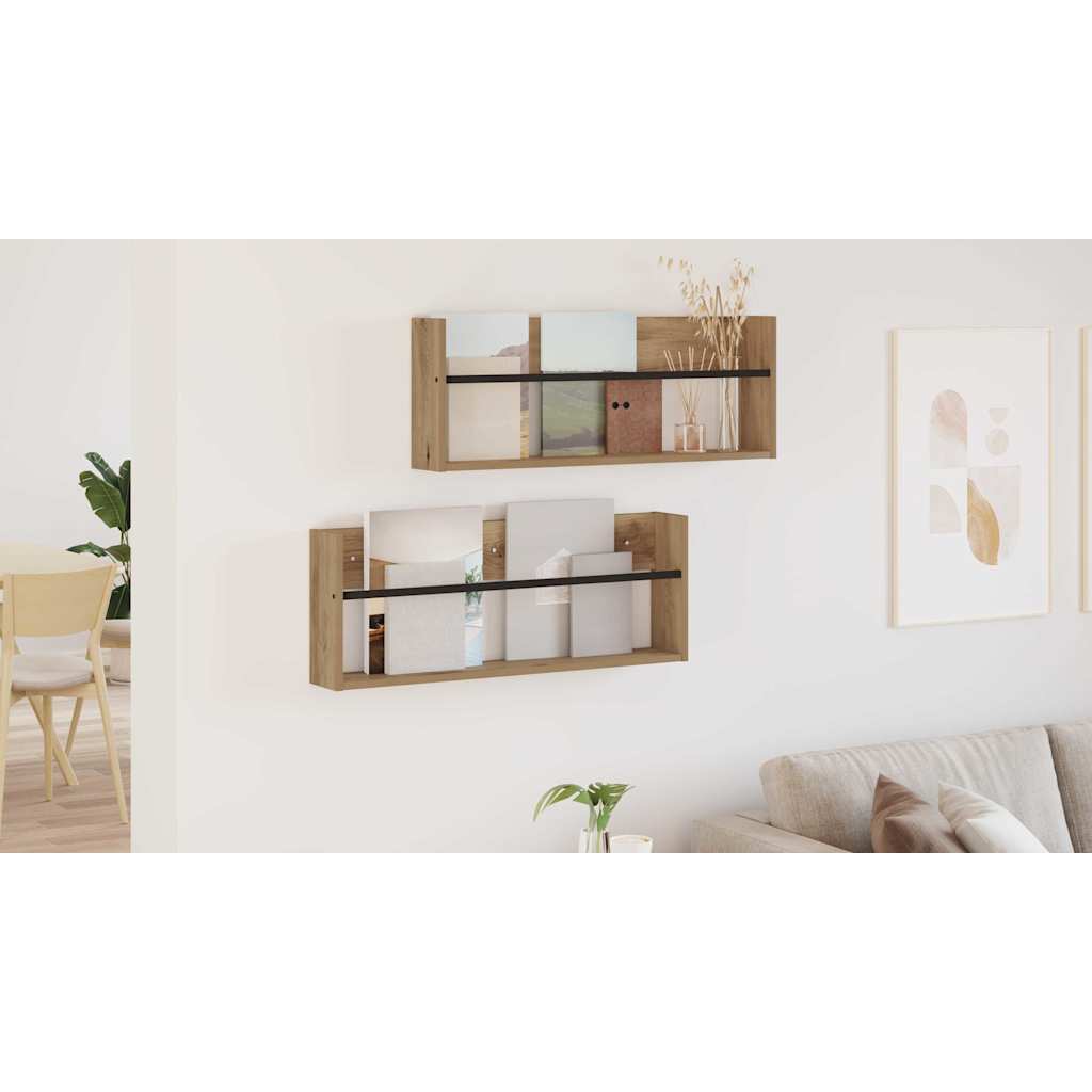 vidaXL Regał na gazety z półką 2 pcs Dąb rzemieślniczy 80 x 12 x 30 cm