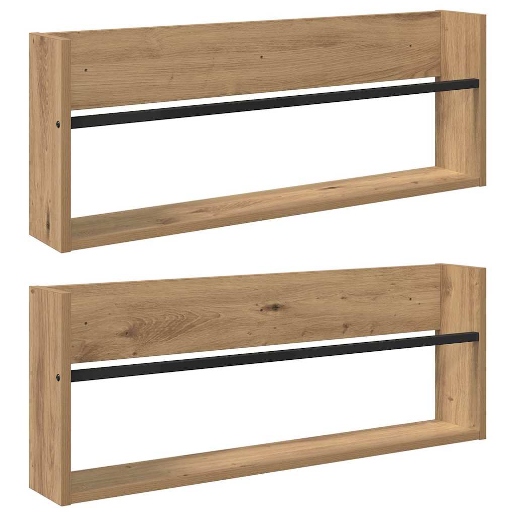 vidaXL Regał na gazety z półką 2 pcs Dąb rzemieślniczy 80 x 12 x 30 cm