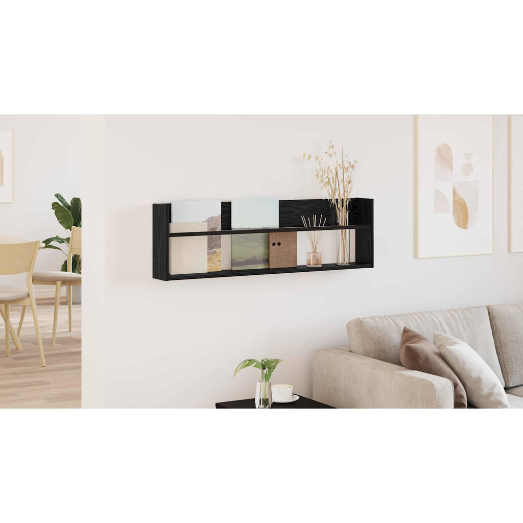 vidaXL Regał na gazety Czarny Dąb 100 x 12 x 30 cm Drewno inżynieryjne