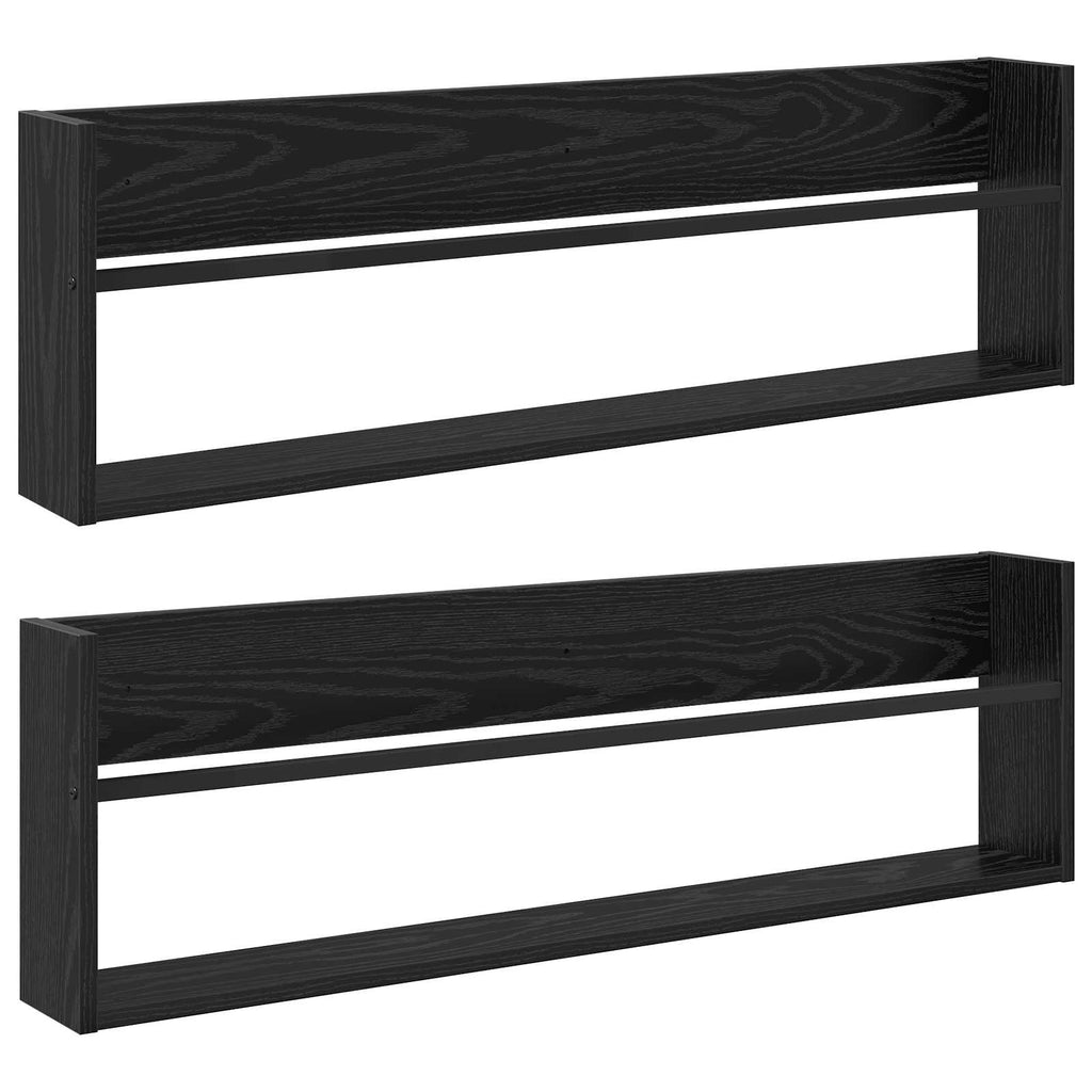 vidaXL Regał na gazety z półką 2 pcs Czarny Dąb 100 x 12 x 30 cm