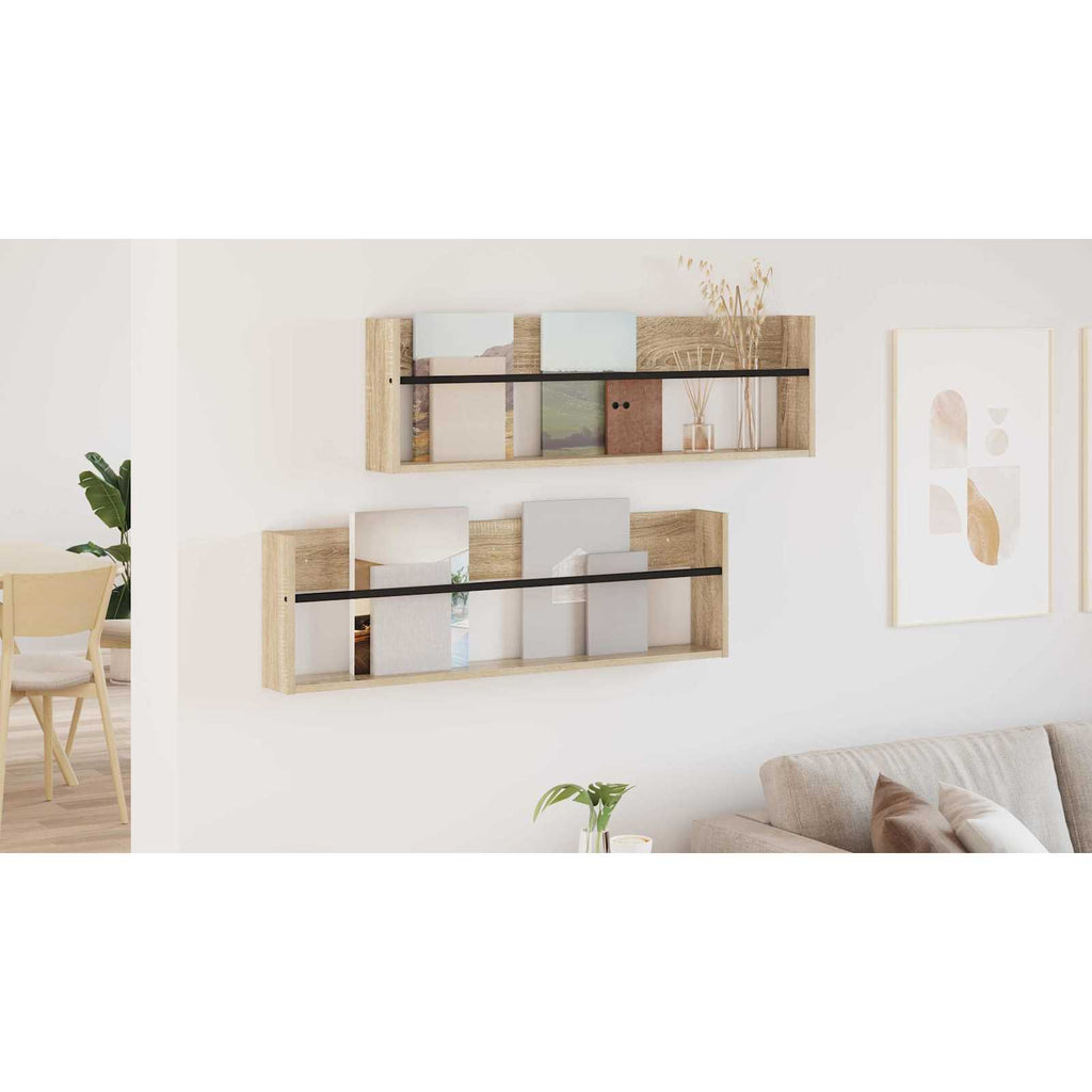 vidaXL Regał na gazety z półką 2 pcs Dąb Sonoma 100 x 12 x 30 cm