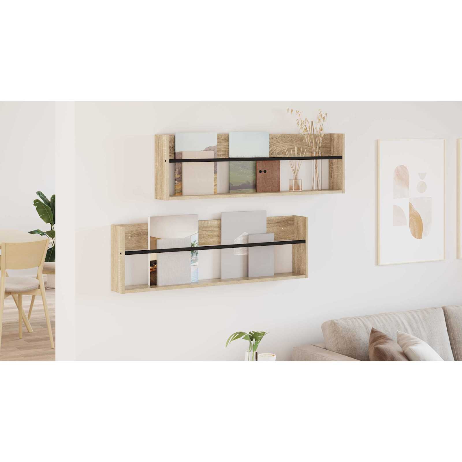 vidaXL Regał na gazety z półką 2 pcs Dąb Sonoma 100 x 12 x 30 cm