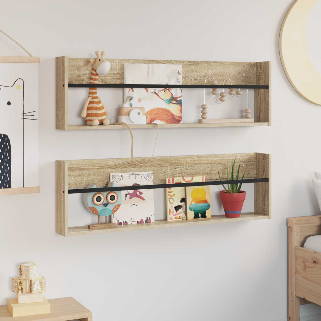 vidaXL Regał na gazety z półką 2 pcs Dąb Sonoma 100 x 12 x 30 cm