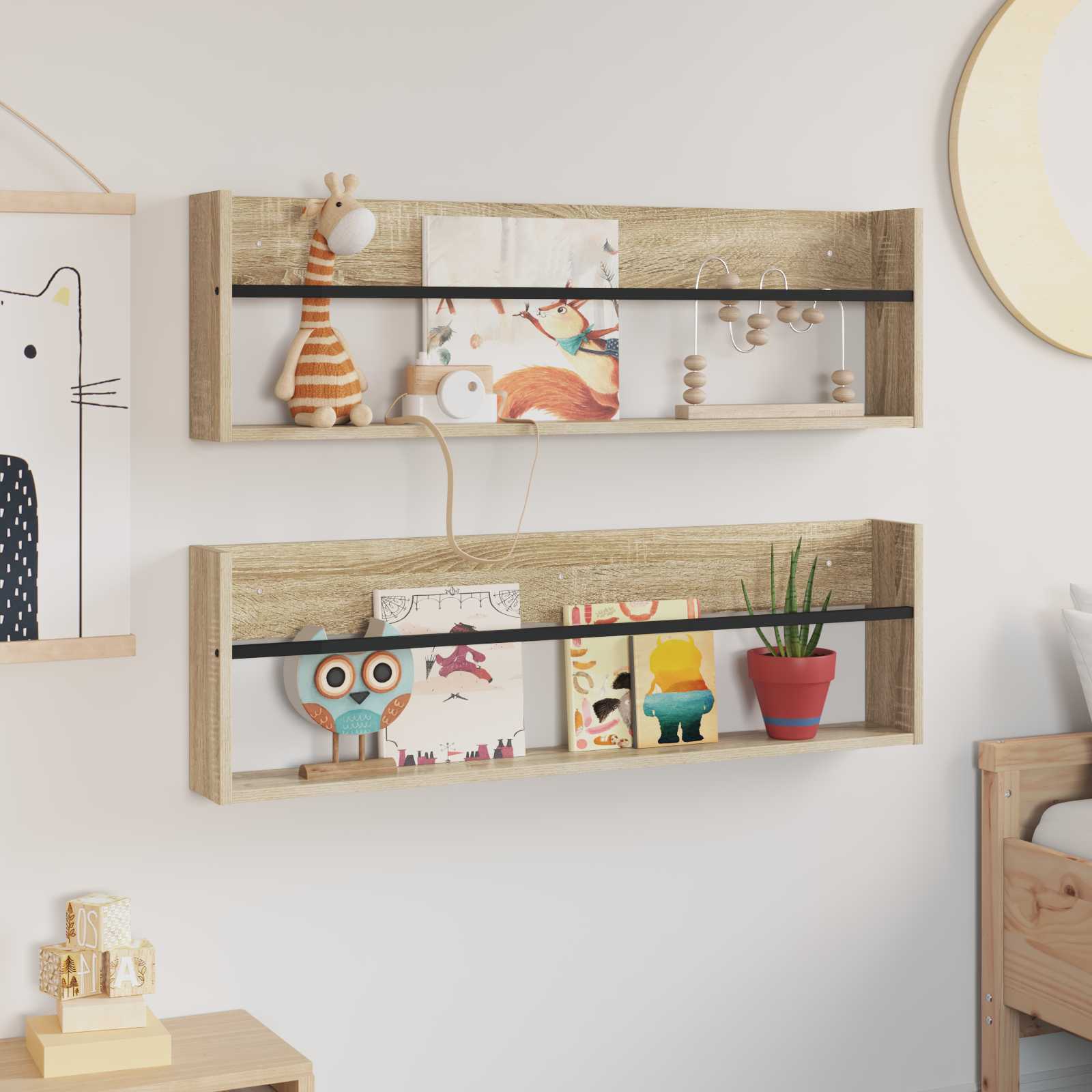 vidaXL Regał na gazety z półką 2 pcs Dąb Sonoma 100 x 12 x 30 cm